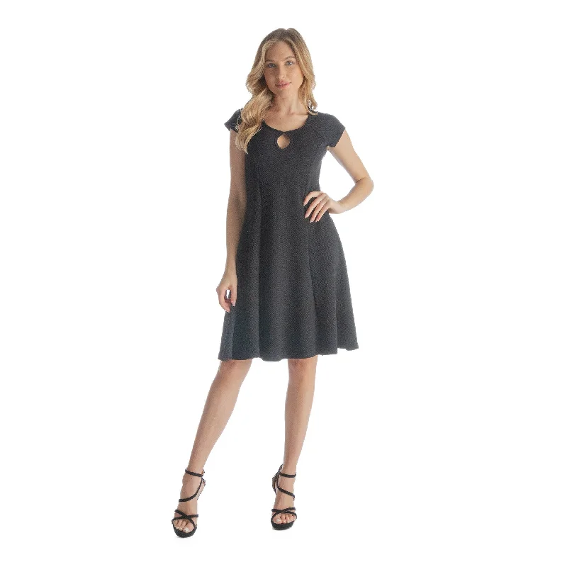 24seven Comfort Apparel Scoop Neck A Line Dress with Keyhole Detail