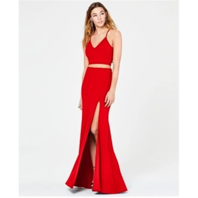 B Darlin Junior's 2 Pc Lace Back Slit Gown Red Size 9/10