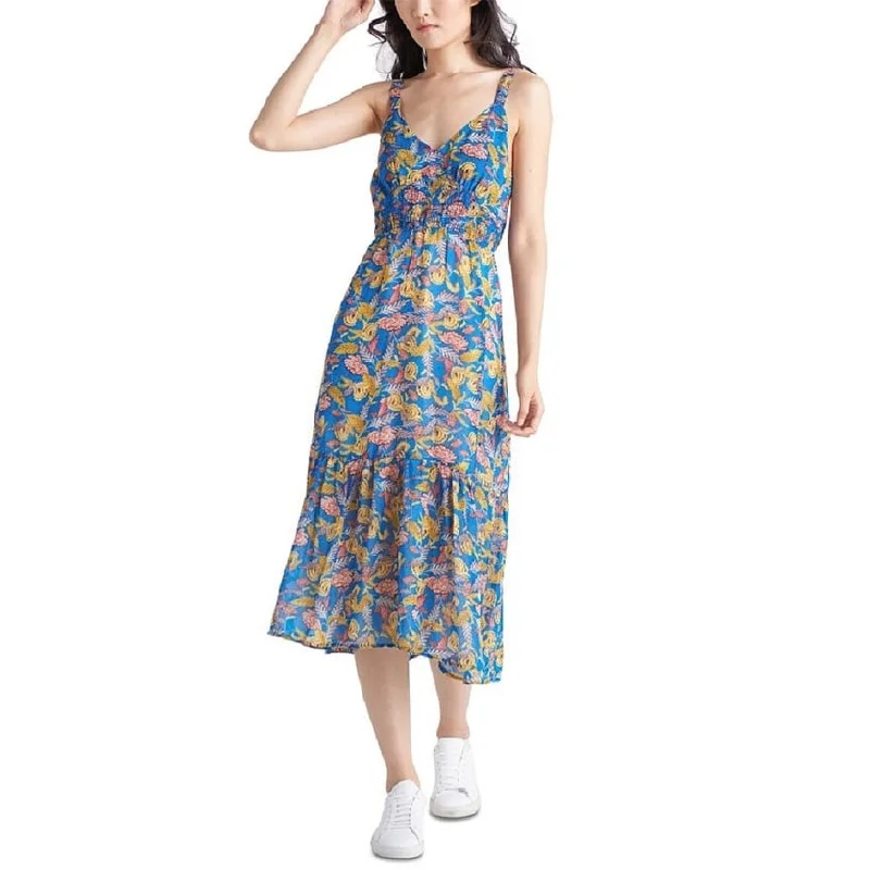 Black Tape Women's Tiered Floral A Line Dress Blue Size X-Large