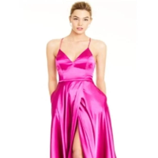 Blondie Nites Junior's Lace Up Charmeuse Gown Pink Size 9