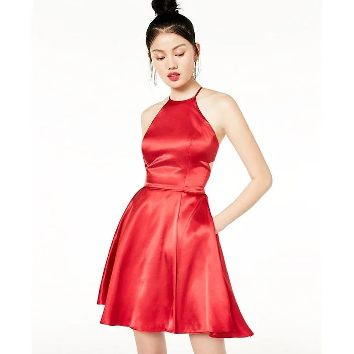 Blondie Nites Junior's Tie Back Satin A Line Dress Red Size 5