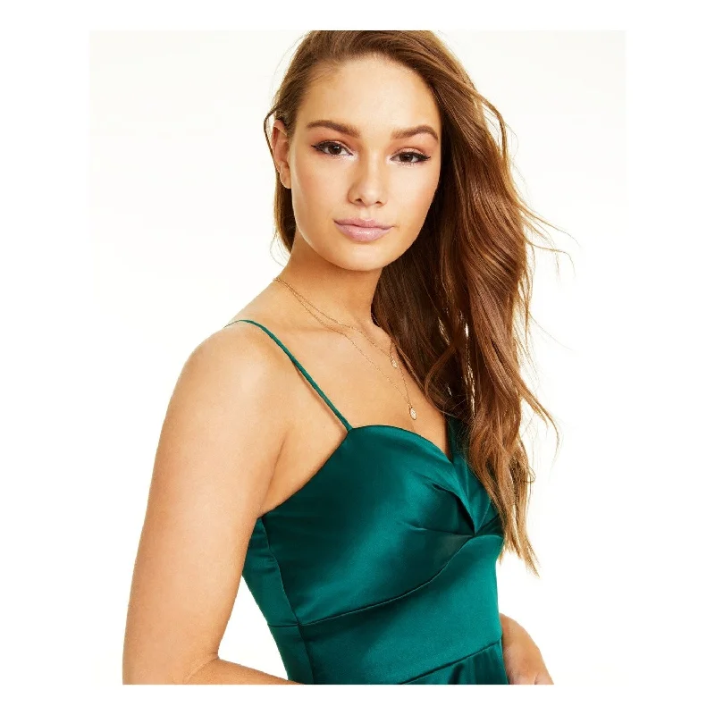 City Studios Junior's Hi Low Satin Formal Dress Green Size 3