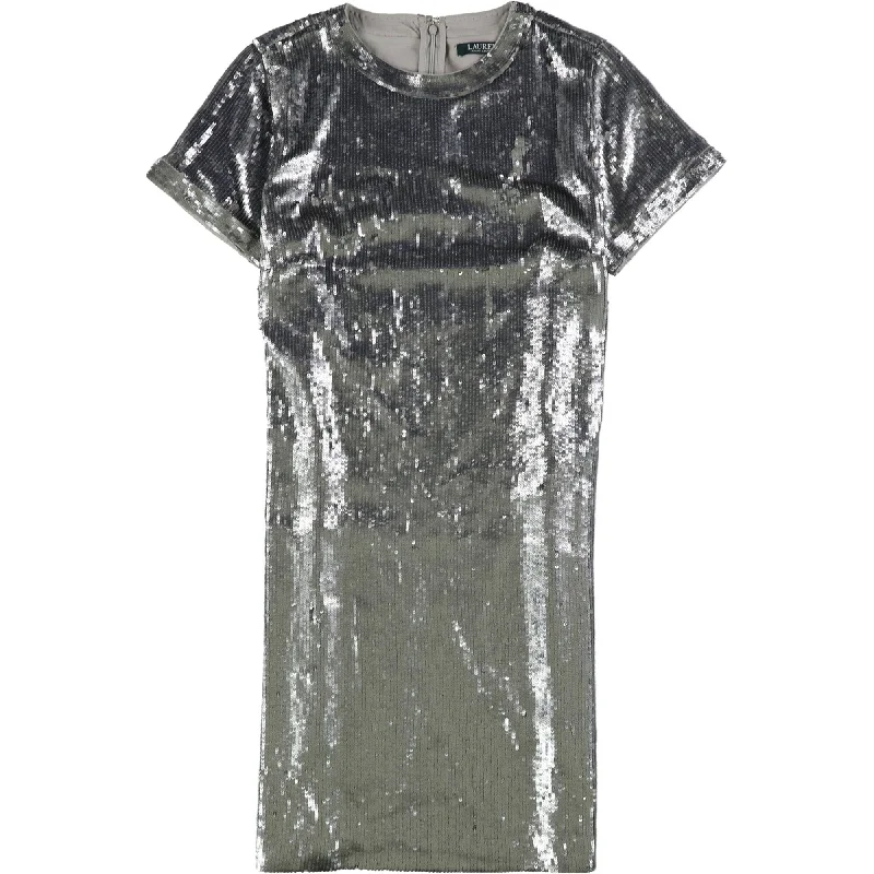 Ralph Lauren Womens Sequin Shirt Dress, Metallic, 14