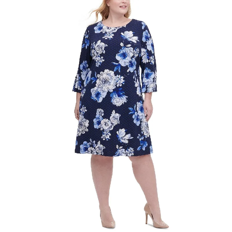 Tommy Hilfiger Women's Plus Size Floral-Print Dress Blue Size 18