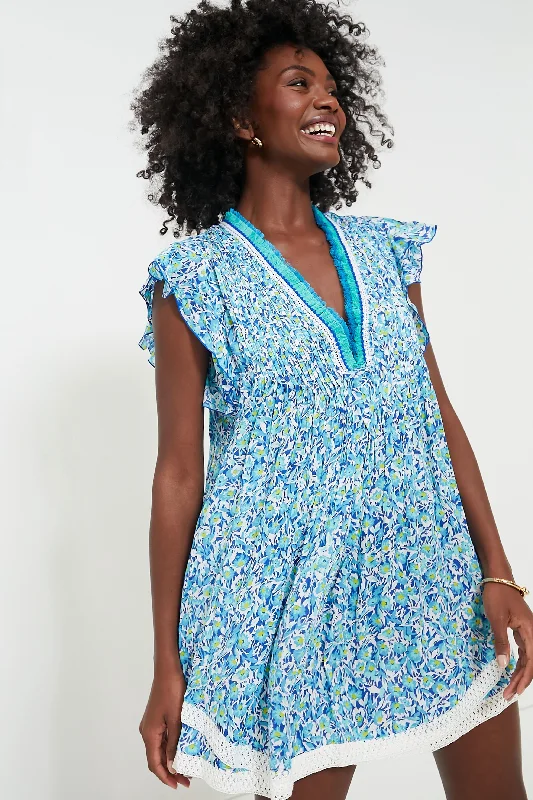 Blue Ocean Flowers Sasha Mini Dress