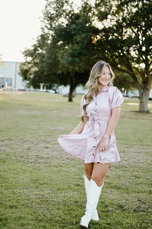 Blush Faux Leather Mini Dress