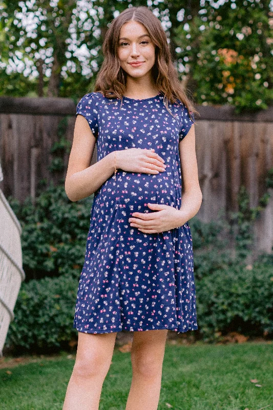 Ditsy Printed Flare Maternity Mini Dress