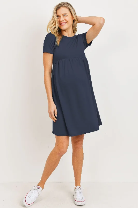 French Terry Babydoll Maternity T-Shirt Dress